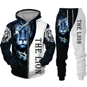 3D Print Men's Zipper Hoodie And Shorts     S473299