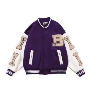 BONE PATCHWORK VARSITY JACKET