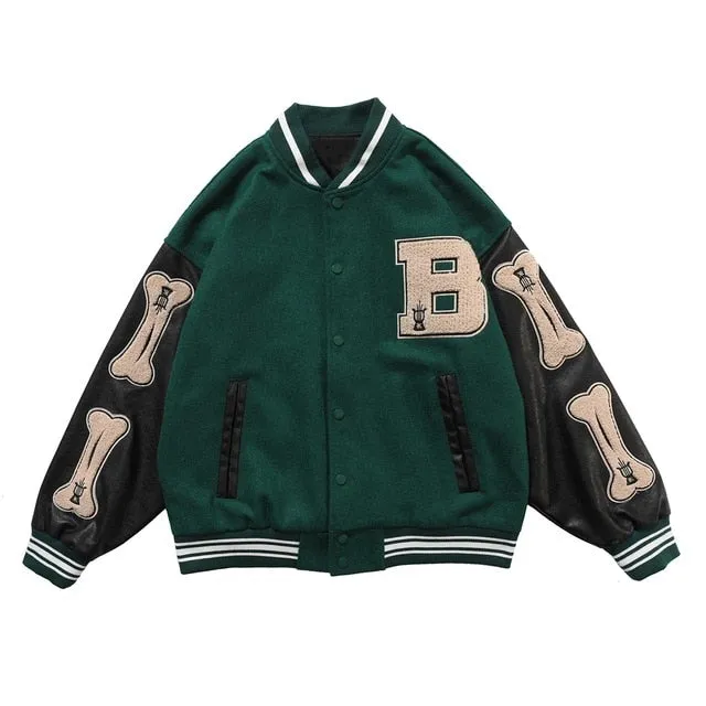 BONE PATCHWORK VARSITY JACKET