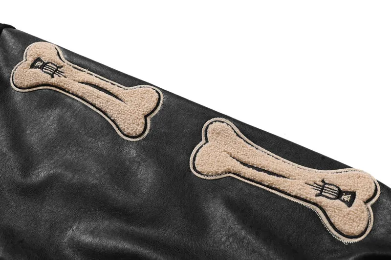 BONE PATCHWORK VARSITY JACKET
