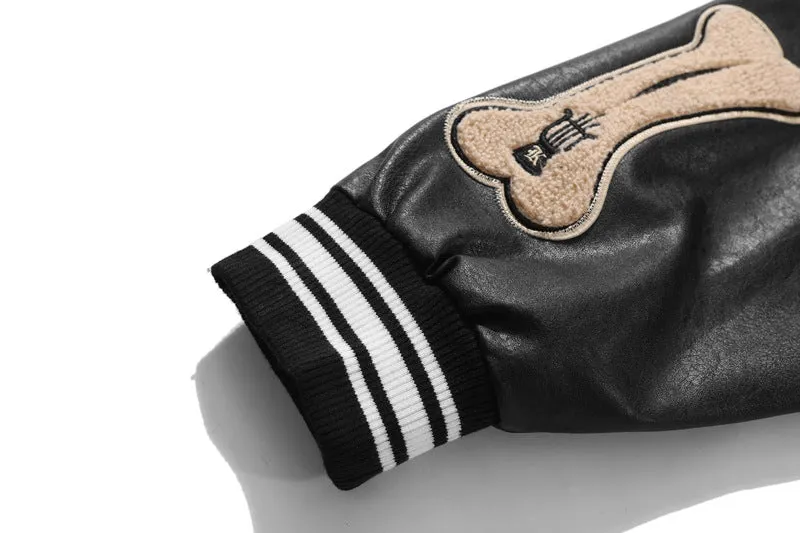 BONE PATCHWORK VARSITY JACKET