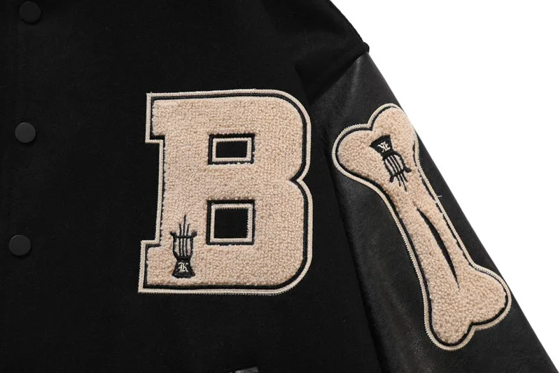 BONE PATCHWORK VARSITY JACKET