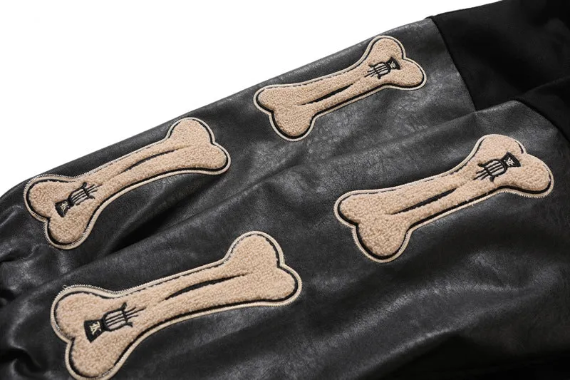 BONE PATCHWORK VARSITY JACKET
