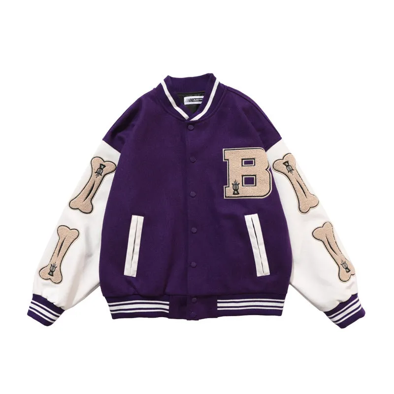BONE PATCHWORK VARSITY JACKET