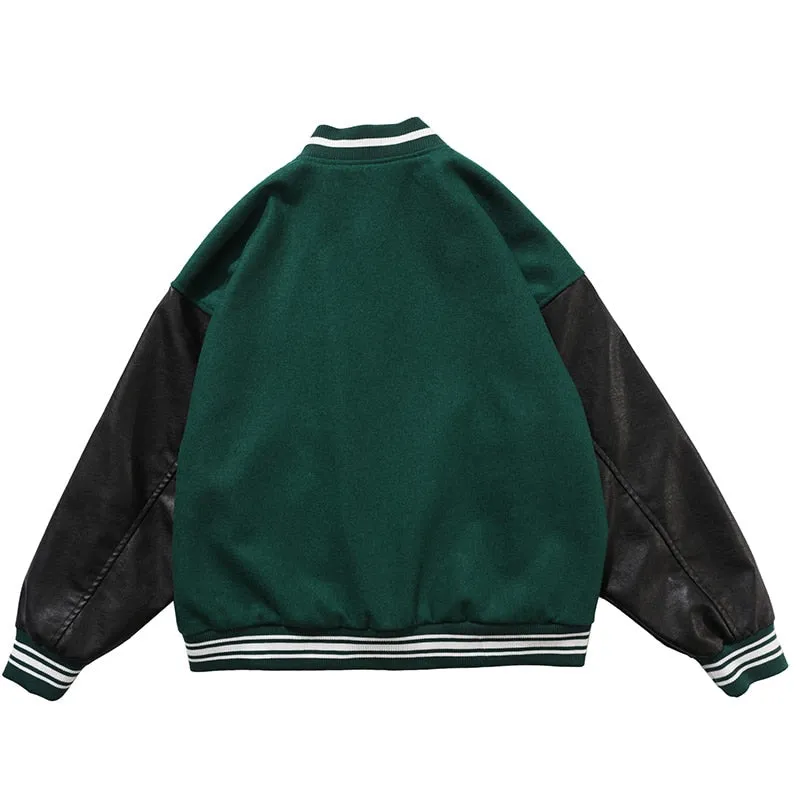 BONE PATCHWORK VARSITY JACKET