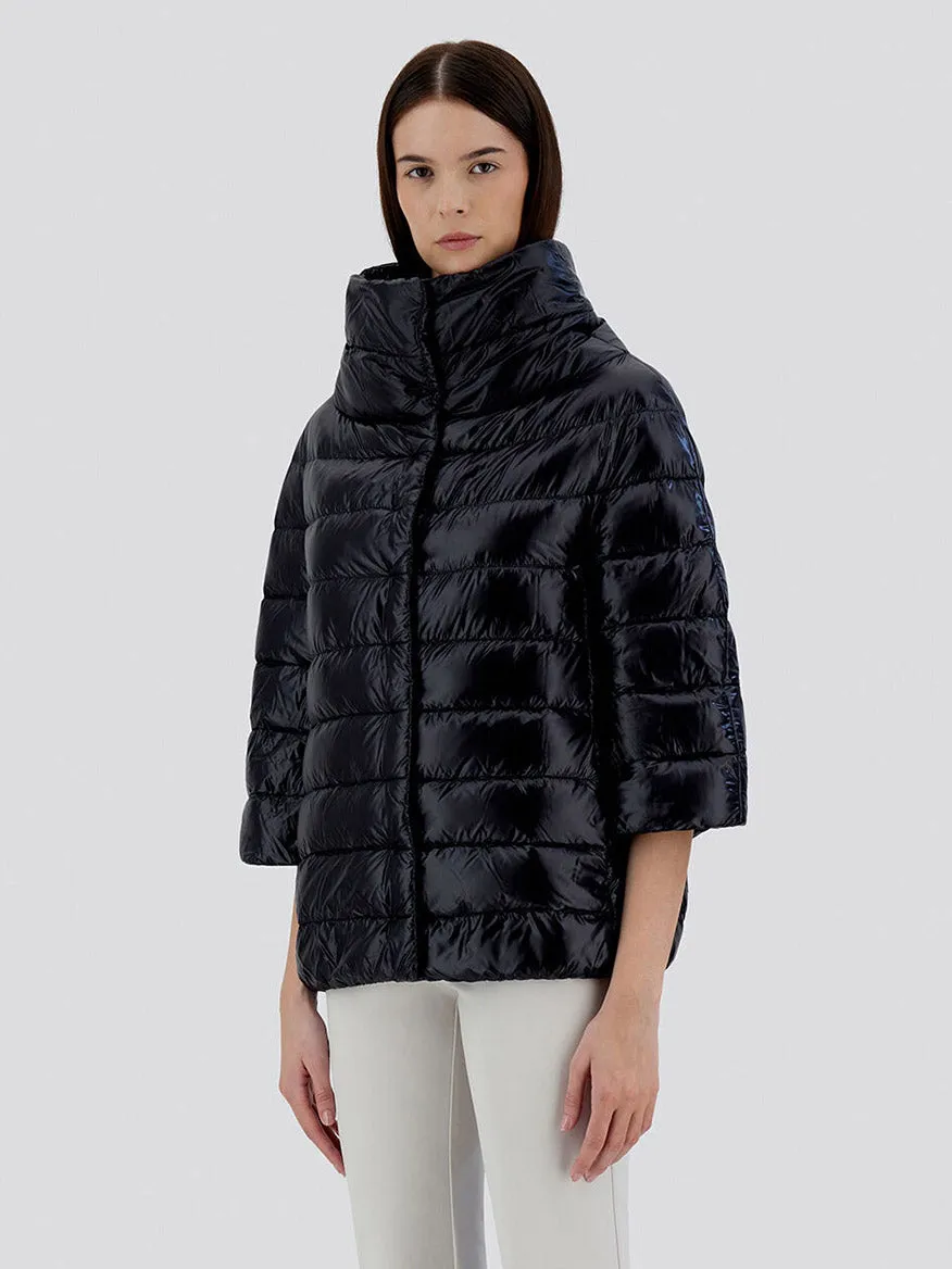 Herno Aminta 3/4 Sleeve Cocoon Jacket in Black
