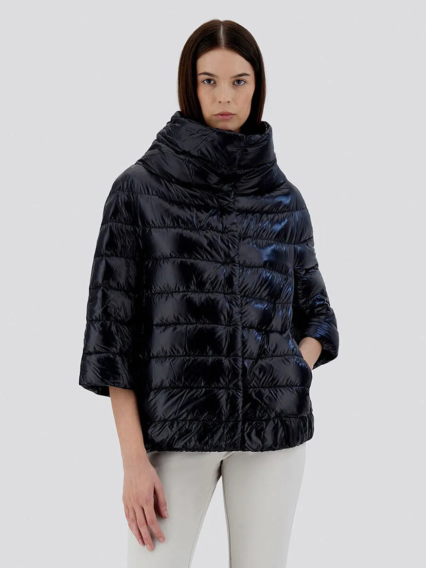 Herno Aminta 3/4 Sleeve Cocoon Jacket in Black