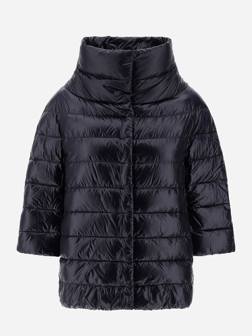 Herno Aminta 3/4 Sleeve Cocoon Jacket in Black