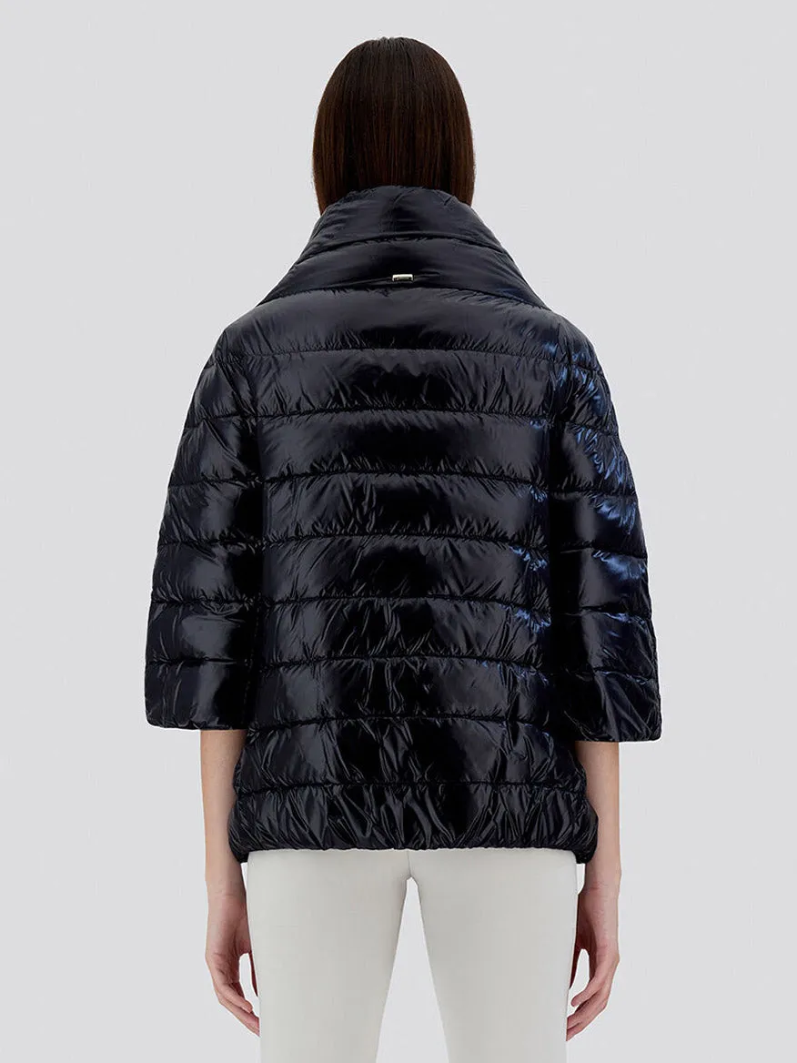 Herno Aminta 3/4 Sleeve Cocoon Jacket in Black