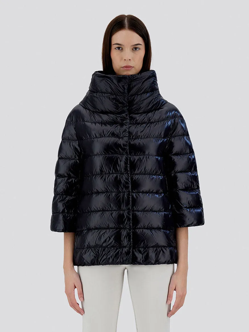 Herno Aminta 3/4 Sleeve Cocoon Jacket in Black