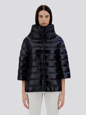 Herno Aminta 3/4 Sleeve Cocoon Jacket in Black