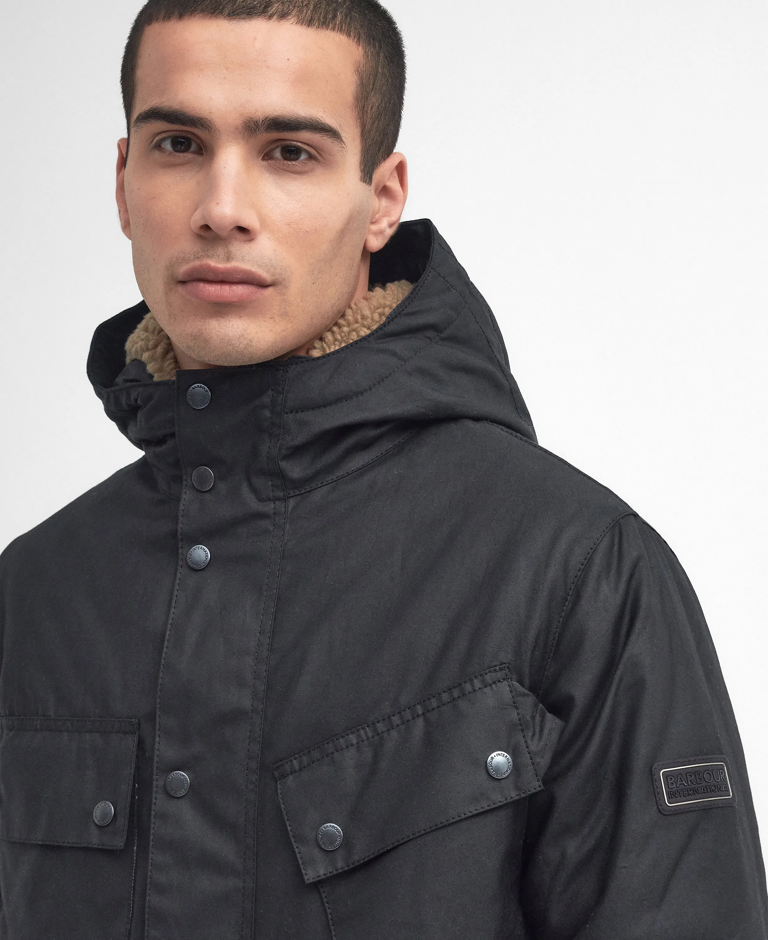 ID24673-Barbour Black Harburn Wax