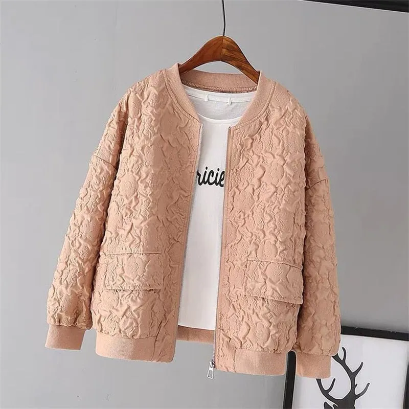 Solid Color Ladies Short Baseball Jacket 2023 New Korean Spring Casual White Jacket