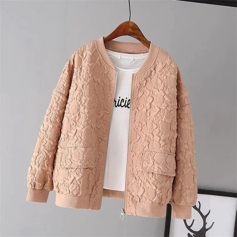 Solid Color Ladies Short Baseball Jacket 2023 New Korean Spring Casual White Jacket