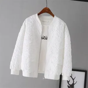 Solid Color Ladies Short Baseball Jacket 2023 New Korean Spring Casual White Jacket