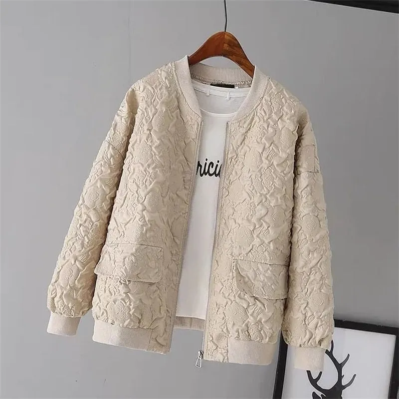 Solid Color Ladies Short Baseball Jacket 2023 New Korean Spring Casual White Jacket
